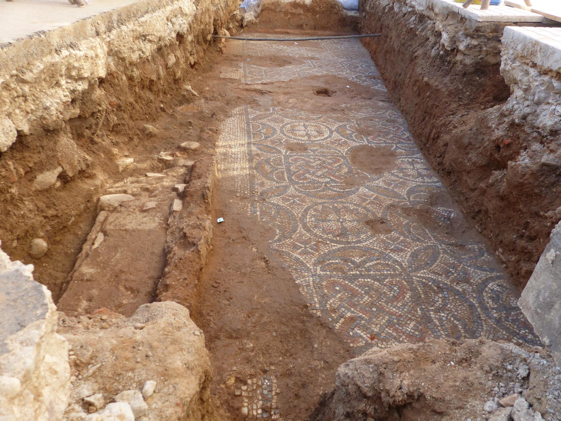 Vista del mosaico realizado con teselas de varios colores