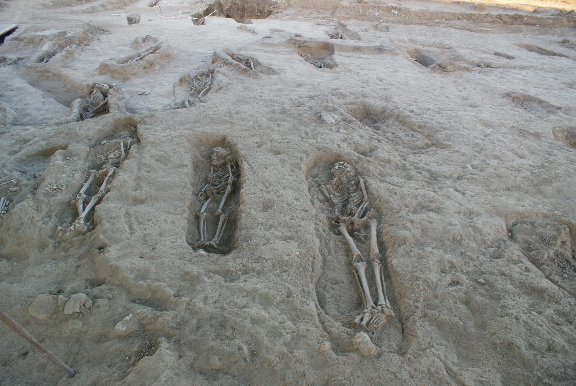 Detalle de las sepulturas del cementerio andalusí